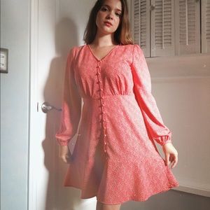Sale Loft Heart Button Flare Dress 
